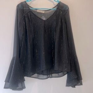 NWT Hollister Shimmer Sheer Black & Gold Holiday Top